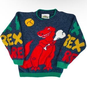 Vintage Kids Hot Cashews Primary Colors Dinosaur Sweater Size 18-24 Months